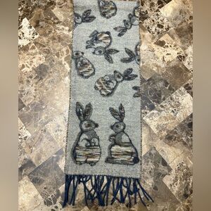 Simons kids scarf with Animal Pattern print rabbit made in France O/S